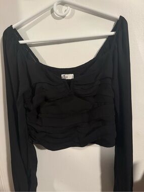 Hollister Black Long-Sleeve Off-Shoulder Crop Top